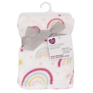Parent's Choice White Rainbow Plush Blanket