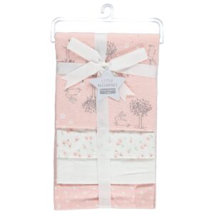 Little Beginnings 4-Piece Flannel Blanket, Pink