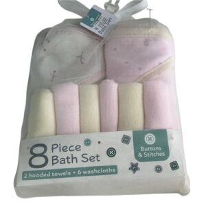 Button & Stitches 8pc Bath Set Pink Floral
