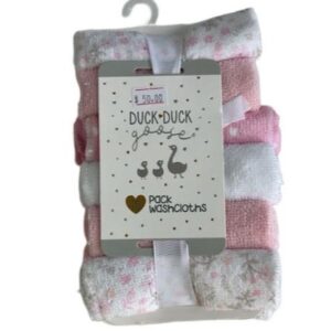 Duck Duck Goose 12pk Washcloth Pink & White