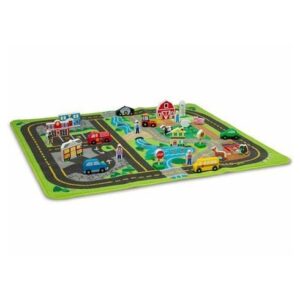 Melissa & Doug Create a Town Activity Rug Play Set, with 25 Wooden Play Pieces