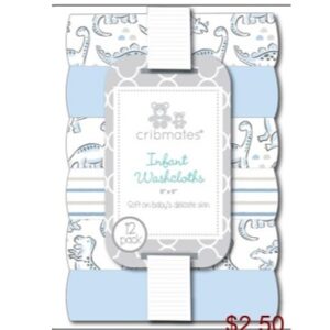 Cribmates 12 Pack Boys Dino Washcloths