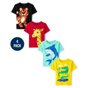 The Children Palace Baby And Toddler Boys Animal Graphic Tee, Light Multicolour, 12-18M
