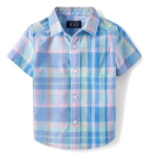The Children's Place Baby And Toddler Boys Plaid Poplin Button Up Shirt SPRINGBLUE 18-24M