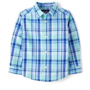 TCP Plaid Button Up Shirt AQUA 3T